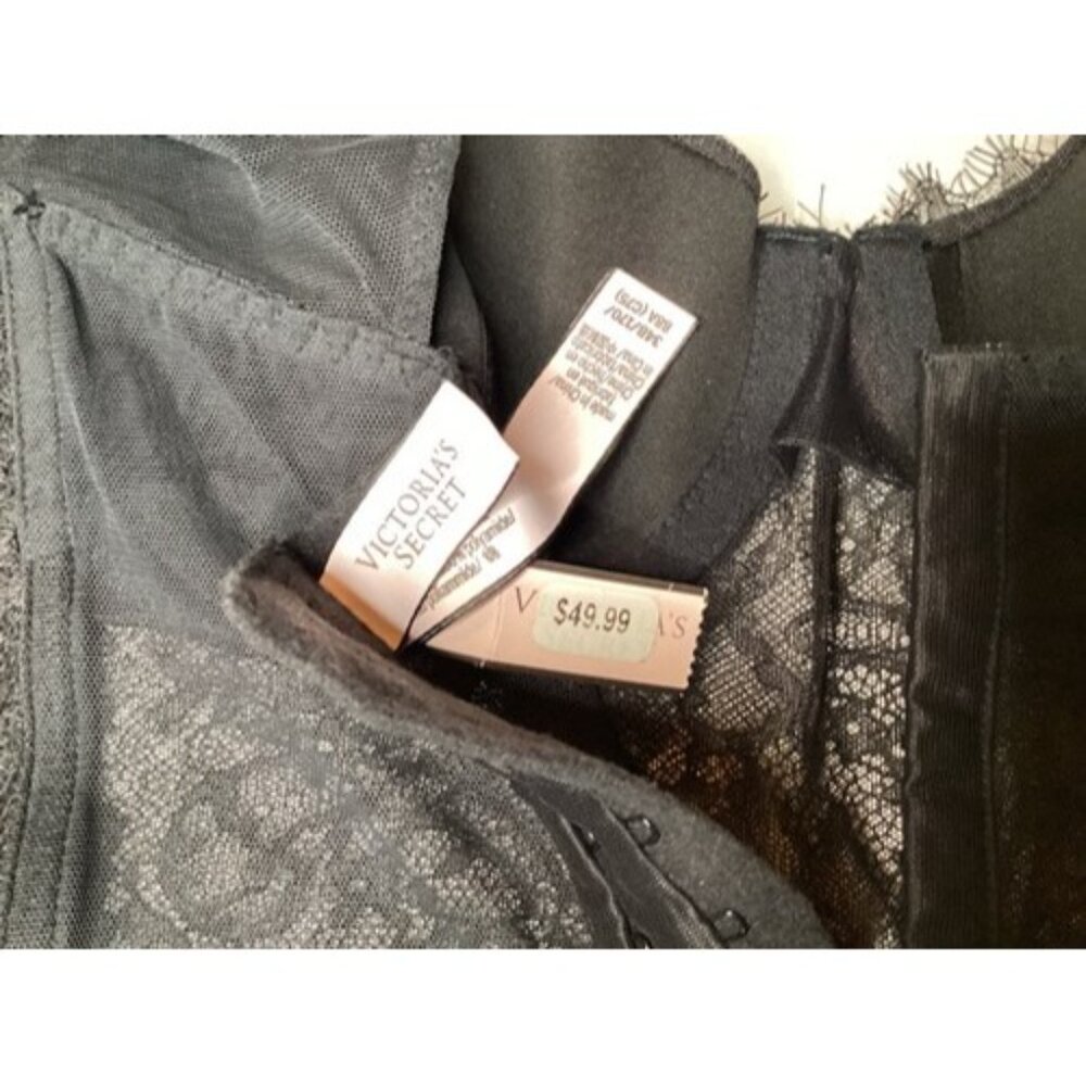 Victoria Secret Black Lingerie One Piece Long Sleeve Body Suit Lace 34b / 170 - Picture 3 of 9